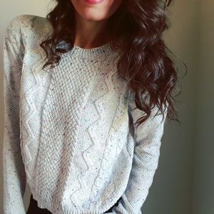 Anthropologie Cooperative Rainbow Specked Cable Sweater M Knot Dots